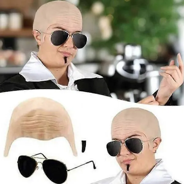 RY*Mr Worldwide Flintskallig Hätta & Solglasögon Set, Kändisikon Maskerad Pitbull Kostym Tillbehör Set, 3 st> Tillbehör