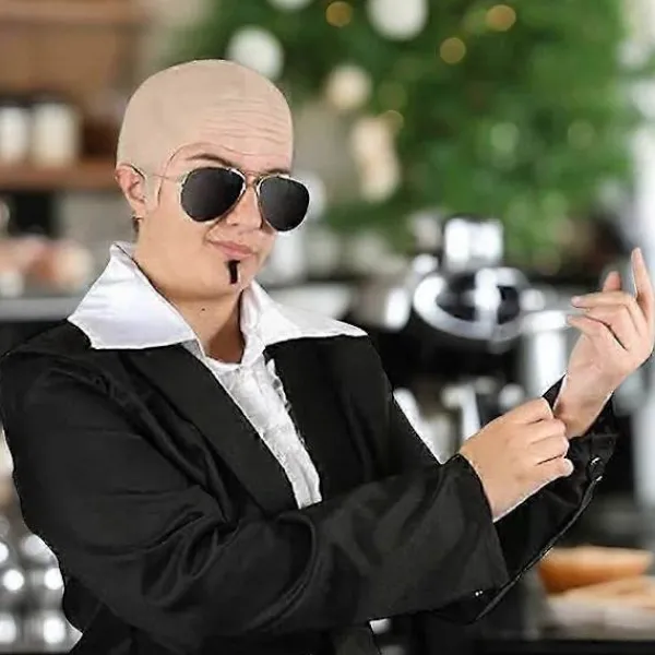 RY*Mr Worldwide Flintskallig Hätta & Solglasögon Set, Kändisikon Maskerad Pitbull Kostym Tillbehör Set, 3 st> Tillbehör