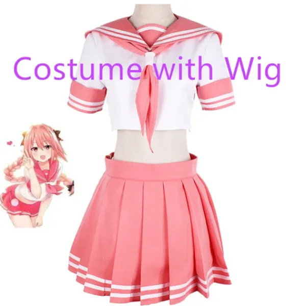 BluuCoplay Fate Apocrypha Rider Atolfo Coplay för män JK koluniform ailor uit Kvinnlig Outfit Anime Halloween Kotym Cotume with Wig> Dräkter