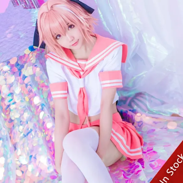 BluuCoplay Fate Apocrypha Rider Atolfo Coplay för män JK koluniform ailor uit Kvinnlig Outfit Anime Halloween Kotym Cotume with Wig> Dräkter