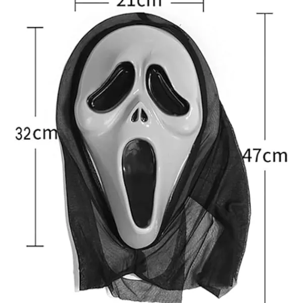 Scream Mask för Halloweenkostym Tillverkad av slitstarkt hårt material för vuxna för läskig filmkostym, Ghost Face Halloween Ghost Mask, One Size> Masker