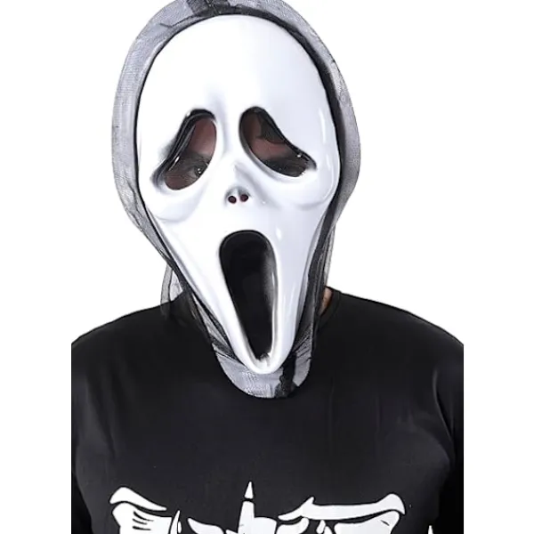 Scream Mask för Halloweenkostym Tillverkad av slitstarkt hårt material för vuxna för läskig filmkostym, Ghost Face Halloween Ghost Mask, One Size> Masker