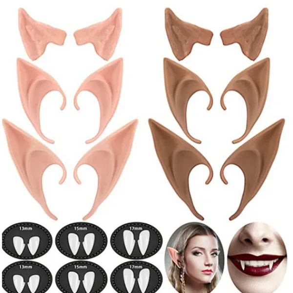 Set av 12 vampyrtänder Fangs Elf Ears för Cosplay Costume Access> Tillbehör