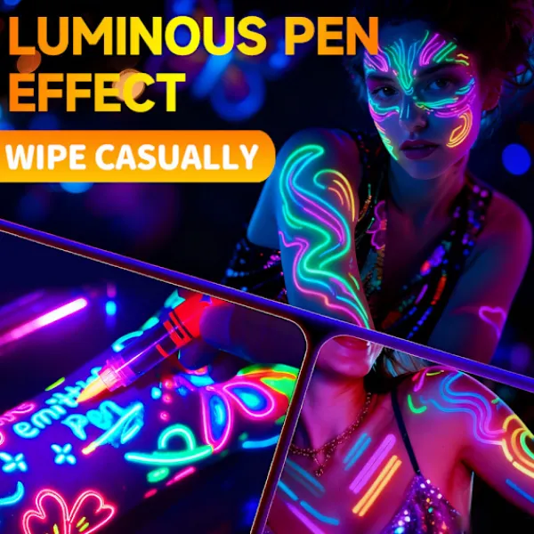 Set med 8 färger UV Neon Ansiktsfärg, Tvättbara Temporära Tatueringsmarkörer> Smink