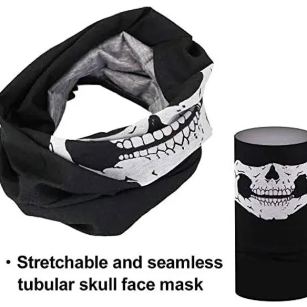 Set med 3 sömlösa ansiktsmasker för motorcykel, cykel, vandring, skidåkning, Halloween (vit och svart)> Masker