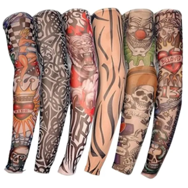 Set med 6 utomhus cykling tatuering ärmar sömlösa herr- och damblommor arm utomhus solskydd armärmar> Smink