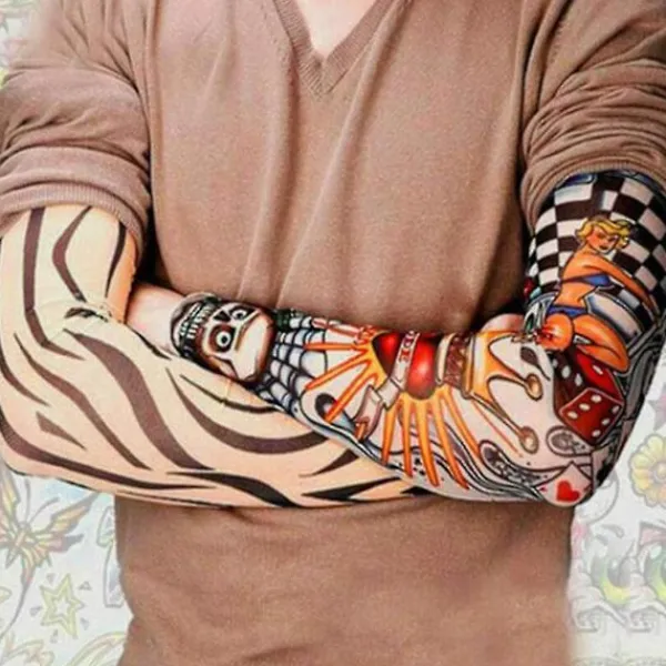 Set med 6 utomhus cykling tatuering ärmar sömlösa herr- och damblommor arm utomhus solskydd armärmar> Smink