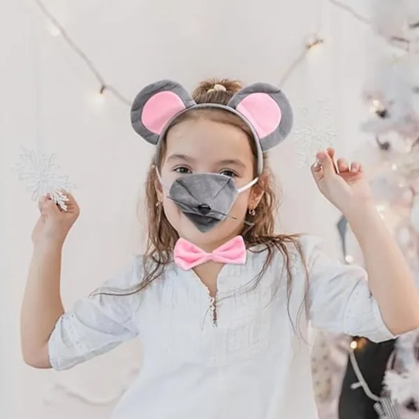Set Råtta Kostym Hårband Djur Öron Hårband Öron Hårband Mus Öron Hår Rosett Fest Dekorativt Hårband Mus Cosplay Hårband Kvinnor Huvudbonad—PA> Tillbehör