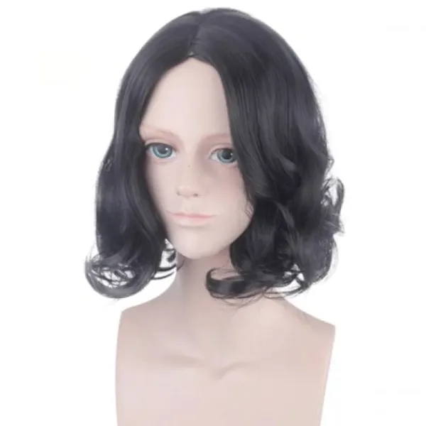 Severus Snape Svart Kort Lockig Stil Cosplay Peruk Kostymer Profes> Peruker