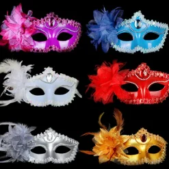 Jettbuying Sexig diamant venetiansk mask Venedig fjäder blomma bröllop Carniv onesize> Masker