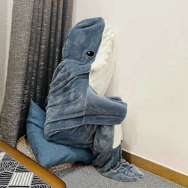 Bluedio Shark Blanket Hoodie Vuxen - Shark Onesie Adult Bärbar filt - Shark Blanket Super Soft Cozy Fla> Dräkter