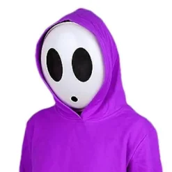 D Shy Guy Cosplay Läskig Mask Vit Ansiktstäckning Skräck Halloweenfest Kostymrekvisita Huvubonaer Tillbehör För Skräckrollspel> Dräkter