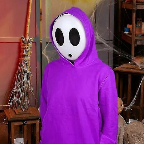 D Shy Guy Cosplay Läskig Mask Vit Ansiktstäckning Skräck Halloweenfest Kostymrekvisita Huvubonaer Tillbehör För Skräckrollspel> Dräkter