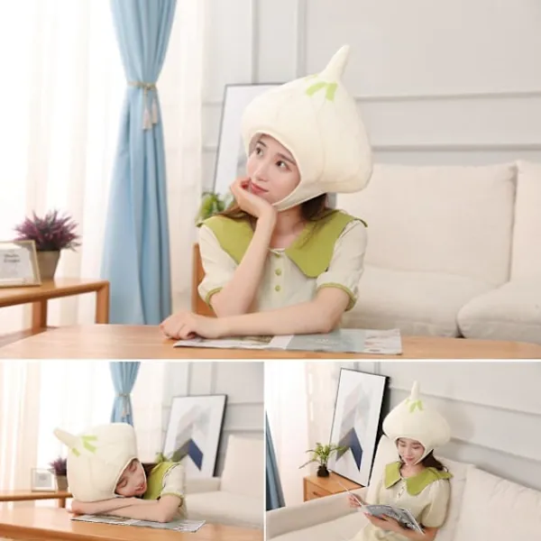 Sinknap Cartoon Huvudbonad Söt Mjuk Vitlökshuvudhatt Semesterföreställning Huvudbonad Unisex Tyg Huvudbonad Fotografering Cosplay Rekvisita Halloween Present | Fyndiq> Huvudbonader
