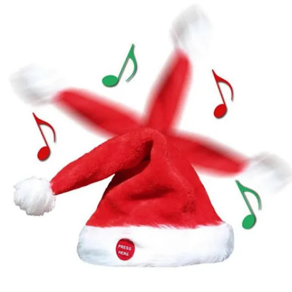 Sjungande och dansande julhatt elektrisk tomtehatt leksak med julmusik> Huvudbonader