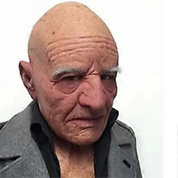 Skallig gammal mansmask Halloween Skallig Vit Ögonbryn Gammal Mansmask Simulerad Gammal Farfar Latex Huvudskydd> Masker