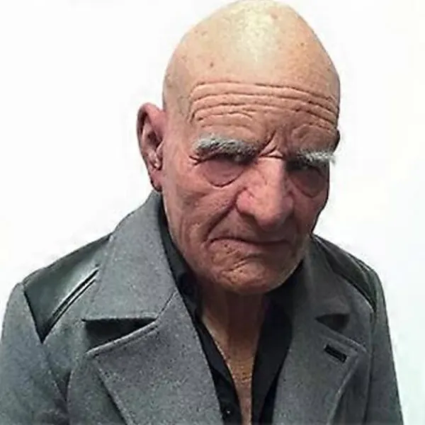 Skallig gammal mansmask Halloween Skallig Vit Ögonbryn Gammal Mansmask Simulerad Gammal Farfar Latex Huvudskydd> Masker