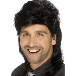 Smiffys Herr Mullet Peruk One Size Svart One Size> Peruker