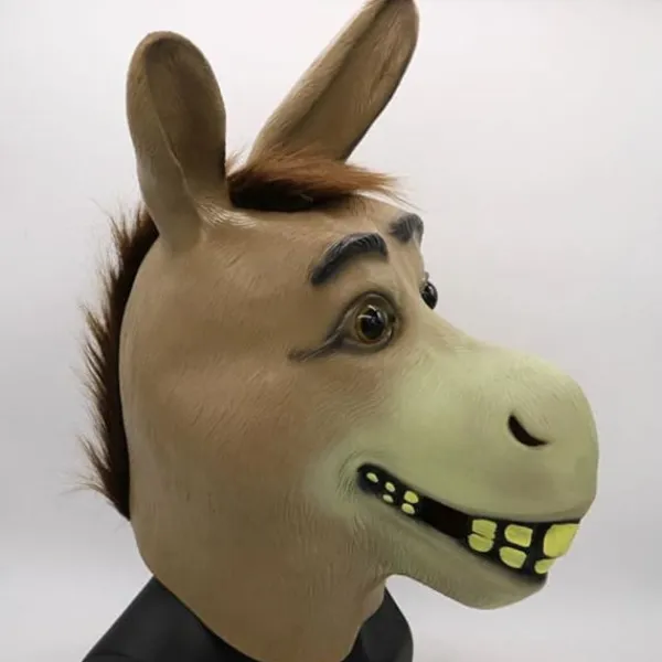 no brand Åsnemask, Halloween Shrek Åsnehuvudmask, Nyhet Deluxe Kostymfest Cosplay Latex Djurhuvudmask för vuxen> Masker
