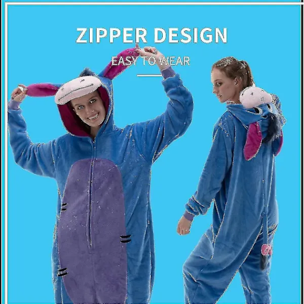 Snug Fit Unisex Vuxen Onesie Pyjamas Flanell Cosplay Djur Heldräkt Halloween Kostym Sovkläder Hemmakläder Q Ningling 85cm Åsna 95 cm> Dräkter