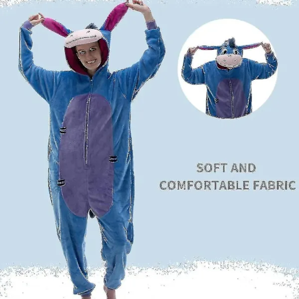 Snug Fit Unisex Vuxen Onesie Pyjamas Flanell Cosplay Djur Heldräkt Halloween Kostym Sovkläder Hemmakläder Q Ningling 85cm Åsna 95 cm> Dräkter