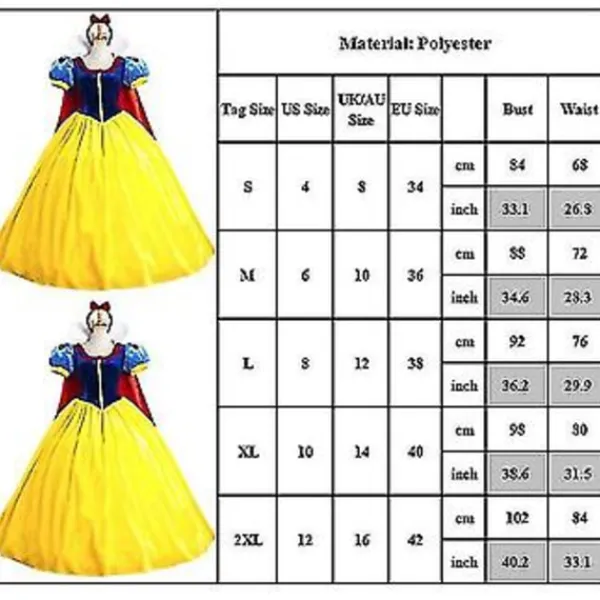 Snövit Prinsessdräkt Dam Sagoklänning Pannband Set Maskerad Halloween Karneval Party Scenkläder> Dräkter