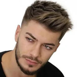 Snygg Kort Rak Peruk för Män - Daglig Full Peruk för Män> Peruker
