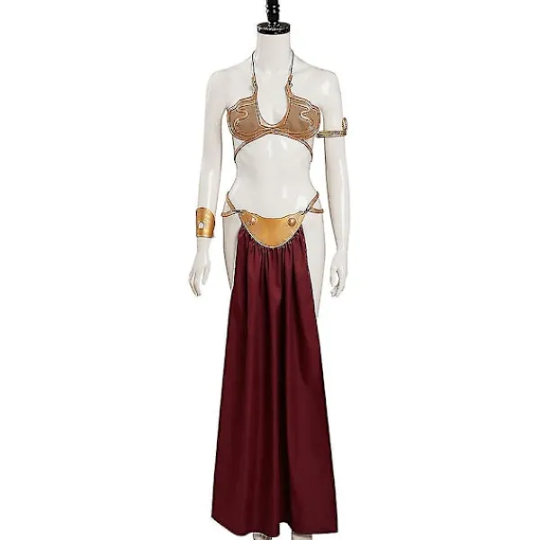 Sommarrea Jedi Återkomsten Cosplay Kostym Prinsessan Leia Slavuniform Outfit Kvinnor Sexig Gyllene Bikini Set För Halloween Karneval Party-X44- M> Dräkter