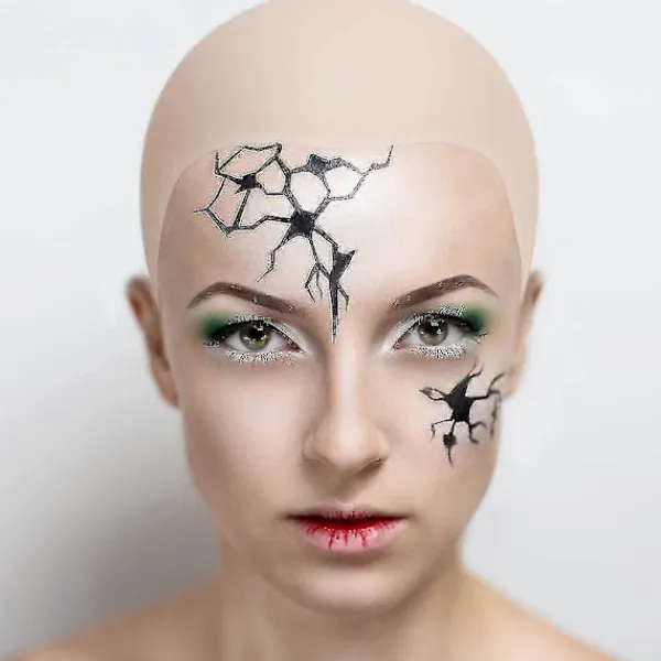 Sommarrea Latex Skalliga Huvuden för Vuxna Smink Skalligt Huvud Peruk Hatt Kostymtillbehör 4st> Smink