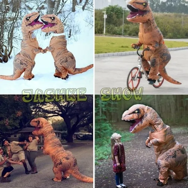 Glad Specialerbjudande! Högkvalitativ Ny Uppblåsbar T-Rex Dinosauriedräkt Halloween Maskerad för Vuxna (Brun) Brun (ca)> Dräkter