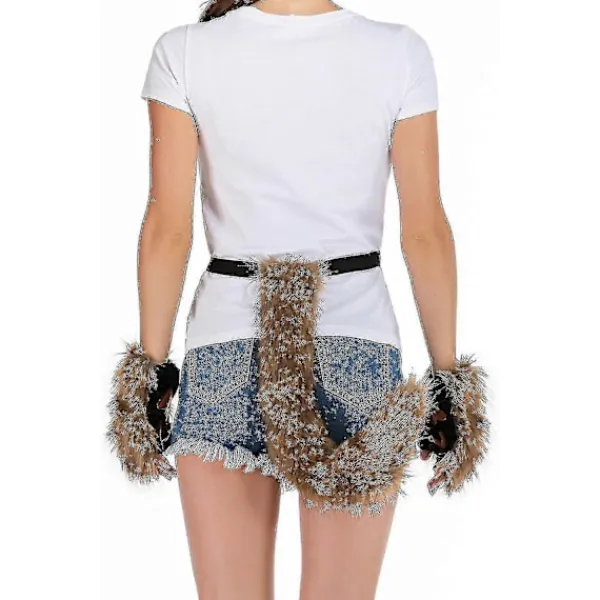 (Specialerbjudande) Konstgjord Päls Rävsvans Katt Varulv Cosplay Kostym Set Plysch Mask Fluffiga Tassar Handskar Halloween Jul Gräsgul Grass yellow Grass yellow | Fyndiq> Tillbehör