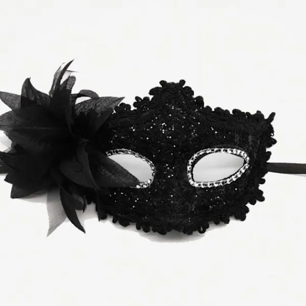 Spets ögonmasker Maskeradmasker SVART> Masker