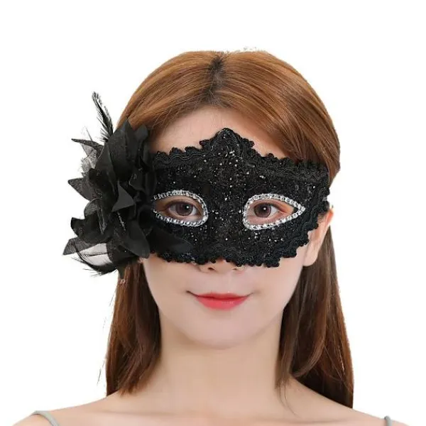 Spets ögonmasker Maskeradmasker SVART> Masker