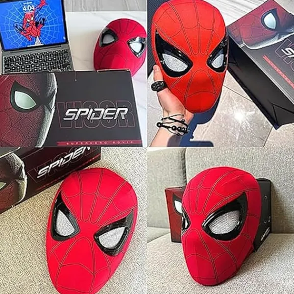 Spindelmannen Mask Cosplay Rörliga Ögon Elektronisk Mask Spider Man 1:1 Fjärrkontroll Elastiska Leksaker För Vuxna Barn Present> Masker