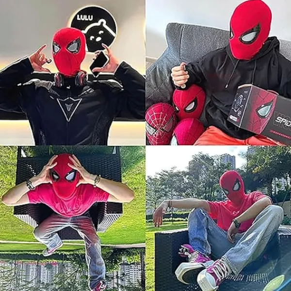 Spindelmannen Mask Cosplay Rörliga Ögon Elektronisk Mask Spider Man 1:1 Fjärrkontroll Elastiska Leksaker För Vuxna Barn Present> Masker