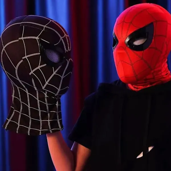 Spindelmannen Mask med Ringfjärrkontroll för Blinkande Ögon, Blinkande Ögon, Hjälm, Cosplayfest, Halloween Mask Rekvisita Miles pannband/kan blinka | Fyndiq> Masker