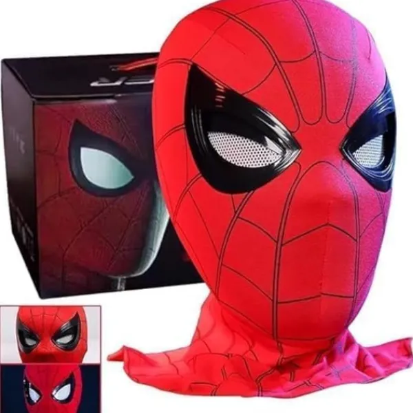 Spindelmask med rörliga ögon, helmask med hakstyrning av ögonstorlek, hjälte-cosplaymask för barn/vuxna> Masker
