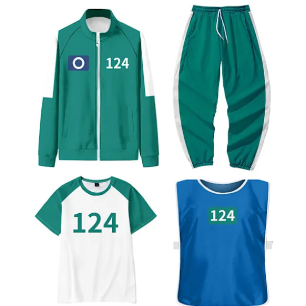 WAIDFU Squid Game 3 Spelare Cosplay Kostym Träningsoverall Komplett Klädset 160CM> Dräkter