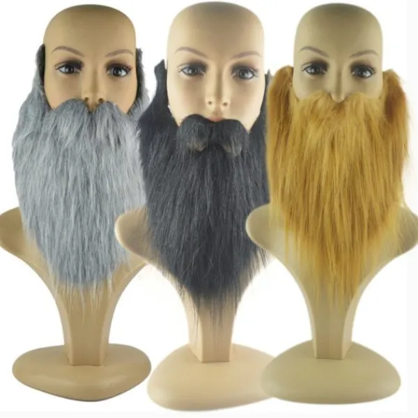 2ST Fake Beard Långt Fluff Skägg GRÅT> Tillbehör
