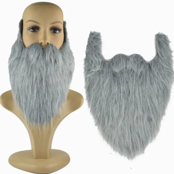 2ST Fake Beard Långt Fluff Skägg GRÅT> Tillbehör