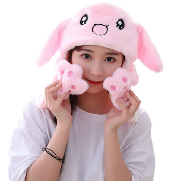 WINE 1st Glödande e Bunny Ears Hat Ear Moving Bunny Hat Toy> Huvudbonader