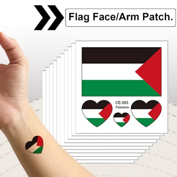 ATELA 30st Palestine Hand Face Sticker, Transfer Sticker, Ljusa färger, Palestine Face Sticker, Lätt att ta bort> Smink