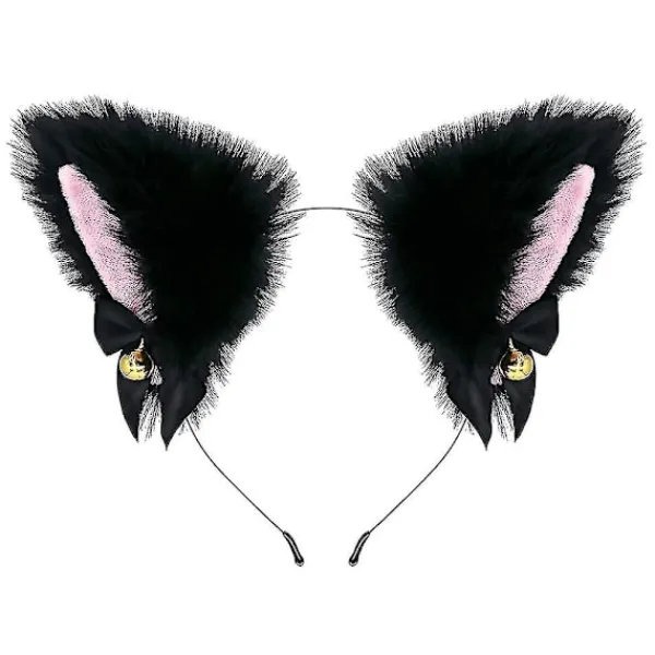 Söt Plush Kattöron Huvudband Hårband med Klocka Cosplay Tillbehör för Kvinnor och Flickor> Huvudbonader