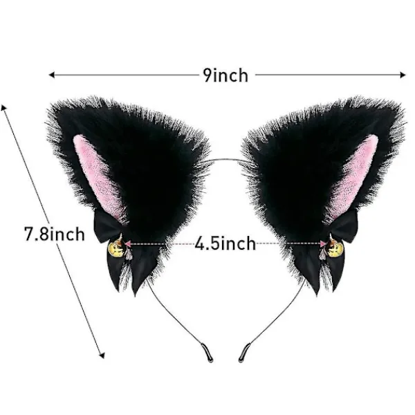 Söt Plush Kattöron Huvudband Hårband med Klocka Cosplay Tillbehör för Kvinnor och Flickor> Huvudbonader