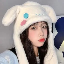 Söt Sanrio Hatt Cinnamoroll Tillbehör Kawaii Håll Värmen Förtjockning Plyschmössa Öron Rör Anime Mjuka Leksaker För Flickor Gåva - Perfet><noscript><img width=