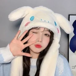 Söt Sanrio-hatt Cinnamoroll-accessoarer Kawaii Håll varm Tjocknande plyschmössa Öron rör Anime Mjuka leksaker för flickor Present-WELLNGS> Huvudbonader