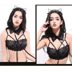 Söt Spets Kattöron Mask Cosplay Hårband Dam A> Huvudbonader