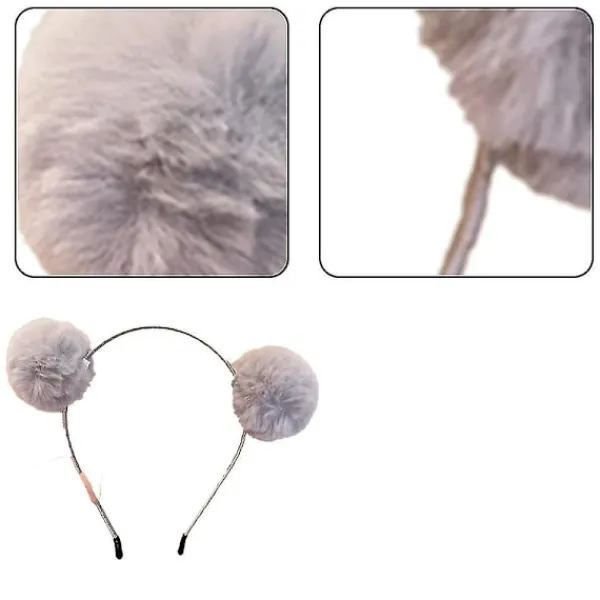 Söta Pandaöronpannband Fluffig Pom Pom Hårband Hårbåge Hårbåge Festliga Cosplay Party Kostym> Huvudbonader