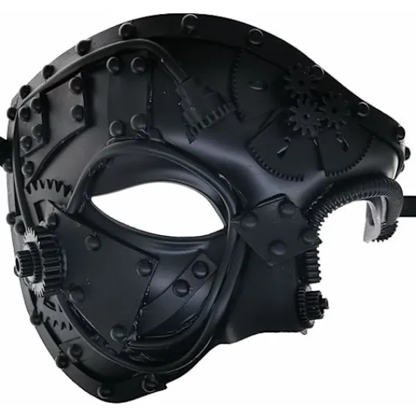 Steampunk Metall Cyborg Venetiansk Mask, Maskeradmask för Halloweenfest/Operans Fantom/Mardi Gras-bal> Masker