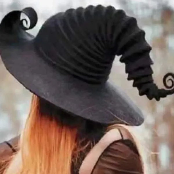 Stor Rynkad Häxhatt för Kreativa, Vinklad Häxhatt för Cosplayfest på Halloween> Huvudbonader